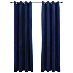 Comparateur de prix : vidaXL Rideaux occultants et anneaux 2pcs Velours Bleu foncé 140x225cm
