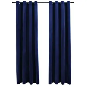 Comparateur de prix : vidaXL Rideaux occultants et anneaux 2pcs Velours Bleu foncé 140x245cm
