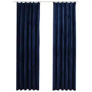 Comparateur de prix : vidaXL Rideaux occultants et crochet 2pcs Velours Bleu foncé 140x225cm