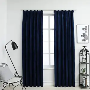 Comparateur de prix : vidaXL Rideaux occultants et crochet 2pcs Velours Bleu foncé 140x245cm