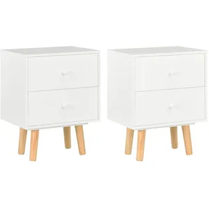vidaXL Tables de chevet 2 pcs Blanc 40 x 30 x 50 cm Pin massif pas cher