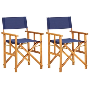 vidaXL Chaises de metteur en scène lot de 2 Bois massif d'acacia bleu pas cher