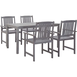 vidaXL Ensemble à manger d'extérieur 5 pcs Gris Bois d'acacia solide pas cher
