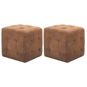 Comparateur de prix : vidaXL 2 pcs Poufs Marron 30 x 30 x 30 cm Similicuir daim