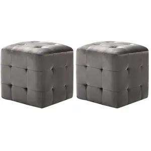 Comparateur de prix : vidaXL 2 pcs Poufs Gris 30 x 30 x 30 cm Tissu velours