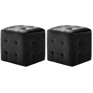 Comparateur de prix : vidaXL 2 pcs Poufs Noir 30 x 30 x 30 cm Tissu velours