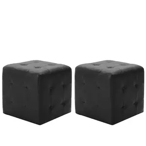Comparateur de prix : vidaXL Poufs 2 pcs Noir 30 x 30 x 30 cm Similicuir