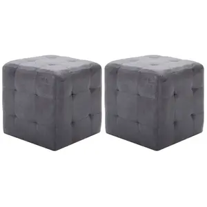 Comparateur de prix : vidaXL 2 pcs Poufs Gris 30 x 30 x 30 cm Similicuir daim