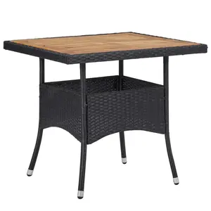 vidaXL Table d'extérieur Noir Résine tressée et bois d'acacia solide pas cher