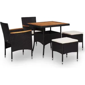 vidaXL Mobilier d'extérieur 5 pcs Noir Résine tressée et bois d'acacia pas cher