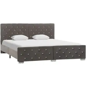 vidaXL Cadre de lit Gris Velours 160x200 cm pas cher