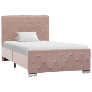 Comparateur de prix : vidaXL Cadre de lit Rose Velours 90x200 cm