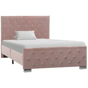 vidaXL Cadre de lit Rose Velours 100 x 200 cm pas cher