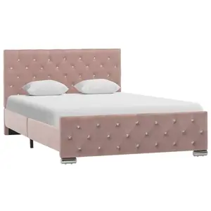 vidaXL Cadre de lit Rose Velours 120x200 cm