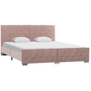 vidaXL Cadre de lit Rose Velours 160x200 cm pas cher