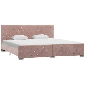 Comparateur de prix : vidaXL Cadre de lit Rose Velours 180x200 cm