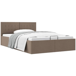 vidaXL Cadre de lit à stockage hydraulique Taupe Tissu 140x200 cm pas cher