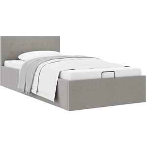 vidaXL Cadre de lit à stockage hydraulique Gris clair Tissu 90x200 cm pas cher