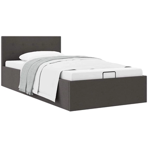 vidaXL Cadre de lit à stockage hydraulique Gris foncé Tissu 90x200 cm pas cher