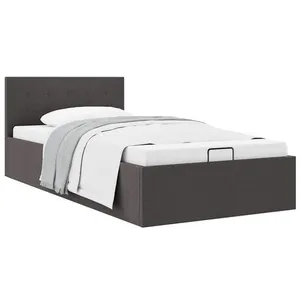 vidaXL Cadre de lit à stockage hydraulique Gris foncé Tissu 100x200 cm pas cher