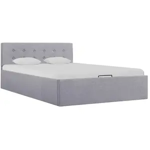 vidaXL Cadre de lit à stockage hydraulique Gris clair Tissu 120x200 cm pas cher
