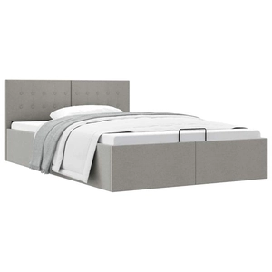 vidaXL Cadre de lit à stockage hydraulique Gris clair Tissu 140x200 cm pas cher