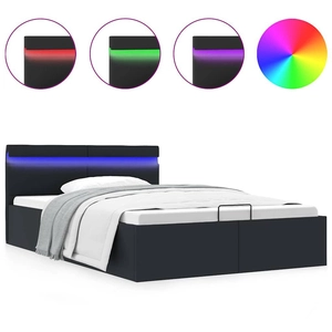 vidaXL Cadre de lit à rangement avec LED noir similicuir 140x200 cm pas cher