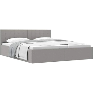 vidaXL Cadre de lit à stockage hydraulique Gris clair Tissu 180x200 cm pas cher