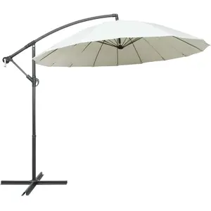Comparateur de prix : vidaXL Parasol suspendu avec poteau en aluminium Blanc 3 m