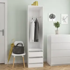 Comparateur de prix : vidaXL Garde-robe avec tiroirs Blanc brillant 50x50x200 cm Aggloméré