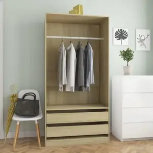 Comparateur de prix : vidaXL Vidaxl Garde-Robe Chêne Sonoma 100x50x200 Cm Bois D'ingénierie
