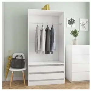 Comparateur de prix : vidaXL Garde-robe Blanc brillant 100x50x200 cm Aggloméré