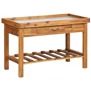 Comparateur de prix : vidaXL Table de jardin avec dessus en zinc Bois solide d'acacia