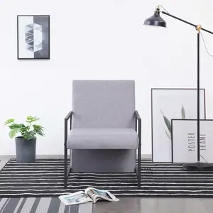 vidaXL Fauteuil avec pieds chromés gris clair tissu
