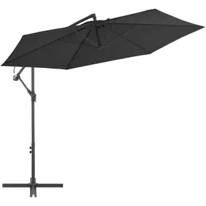 vidaXL Parasol déporté avec mât en aluminium 300 cm Noir pas cher