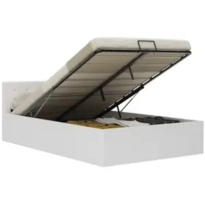 vidaXL Cadre de lit avec rangement hydraulique 140x200 cm similicuir pas cher
