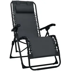 vidaXL Chaise pliable de terrasse Noir Textilène pas cher