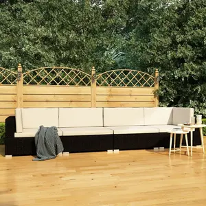vidaXL Canapés de jardin 4 pcs avec coussins Résine tressée Noir pas cher