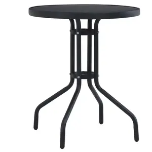 Comparateur de prix : vidaXL Table de jardin Noir 80 cm Acier et verre