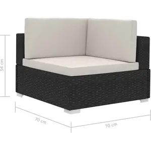 vidaXL Chaises d'angles 2 pcs avec coussins Résine tressée Noir pas cher