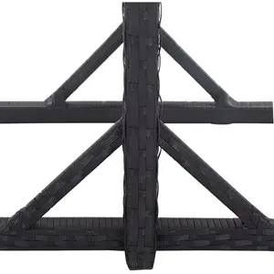 vidaXL Table de jardin Noir 110x53x72 cm Verre et résine tressée pas cher