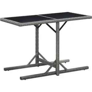 vidaXL Table de jardin Anthracite 110x53x72 cm Verre et résine tressée pas cher