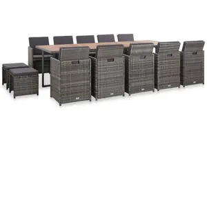 Comparateur de prix : vidaXL Ensemble à manger d'extérieur 15 pcs coussins rotin Anthracite
