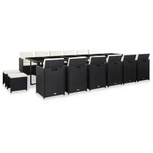 Comparateur de prix : vidaXL Ensemble à manger d'extérieur 17 pcs avec coussins Rotin Noir