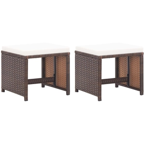 vidaXL - Tuinkrukken - 2 - st - met - kussens - poly - rattan - bruin pas cher