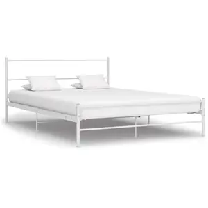 vidaXL Cadre de lit Blanc Métal 120 x 200 cm pas cher