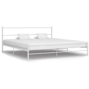 vidaXL Cadre de lit Blanc Métal 180 x 200 cm pas cher