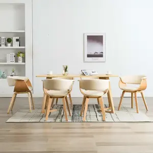 Comparateur de prix : vidaXL Chaises de salle à manger 6 pcs Crème Bois courbé et similicuir