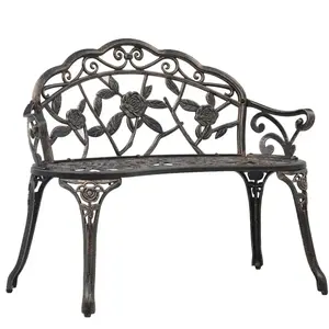 vidaXL Banc de bistrot 100 cm Bronze Aluminium coulé pas cher