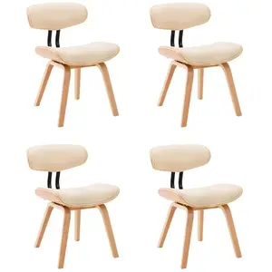vidaXL Chaises à manger lot de 4 crème bois courbé et similicuir pas cher
